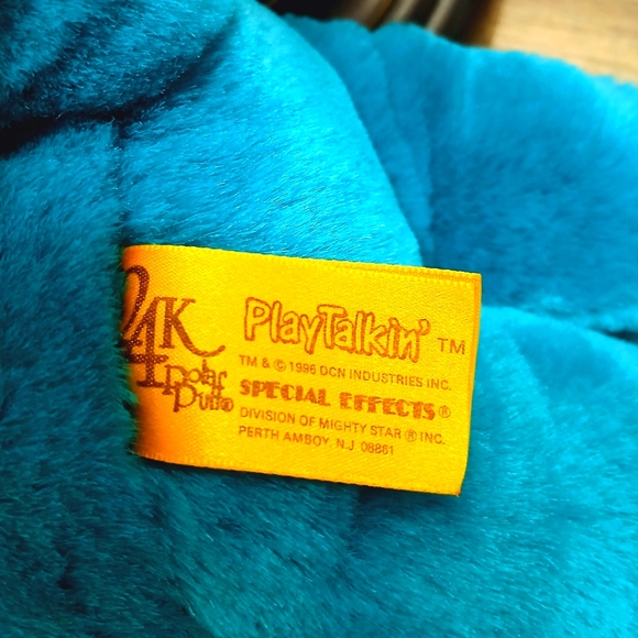 24K Polar Puff Playtalkin Derk Dragon Plush Hand Puppet Teal Pink - Picture 2 of 8